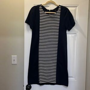 J Crew Dress, Size 10, Navy with Navy and Cream textured center